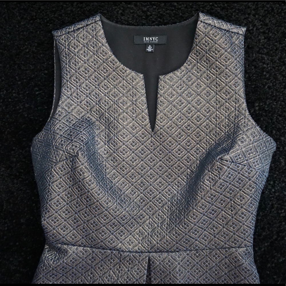 Isaac Mizrahi- New York navy/gold brocade dress- 6